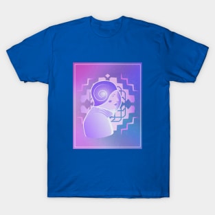 Art Deco Space Poster - Pink Purple Astronaut Girl T-Shirt